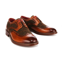Arlo - Miesten ruskeat nahkaiset tweed-brogue-kengät