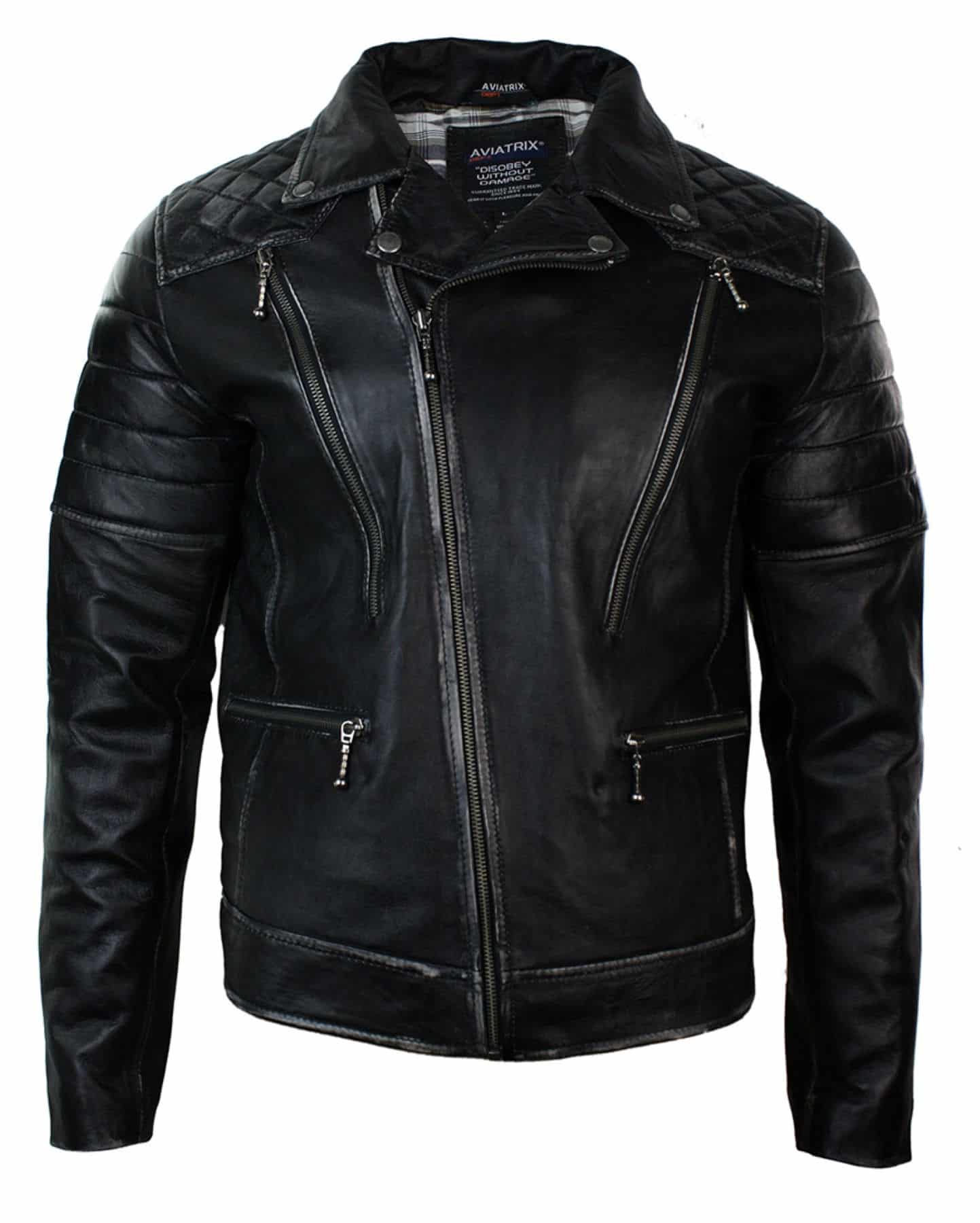 Aitoa nahkaa, Punk Rock -ristivetoketjullinen miesten biker-takki, vintage-retroefekti