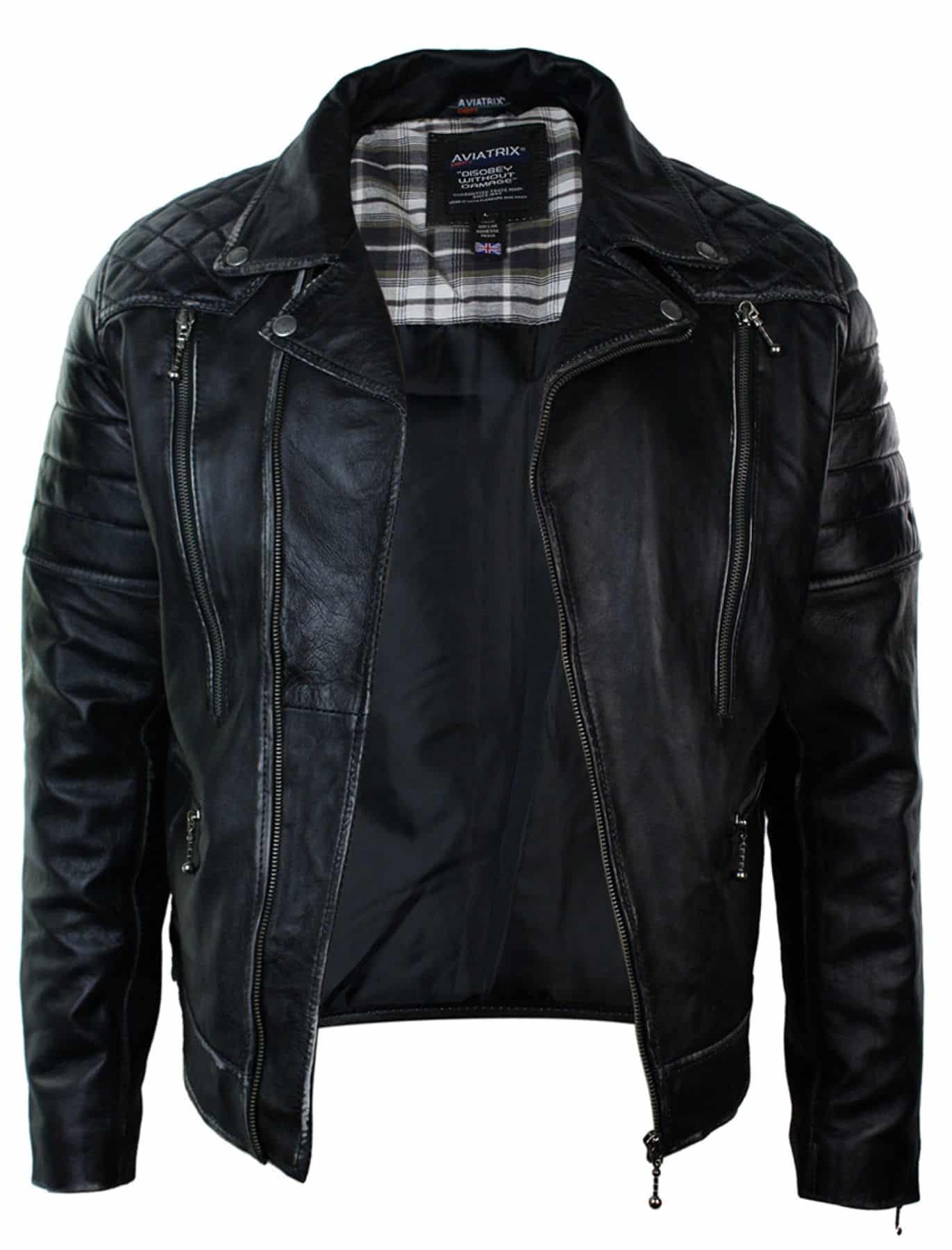Aitoa nahkaa, Punk Rock -ristivetoketjullinen miesten biker-takki, vintage-retroefekti