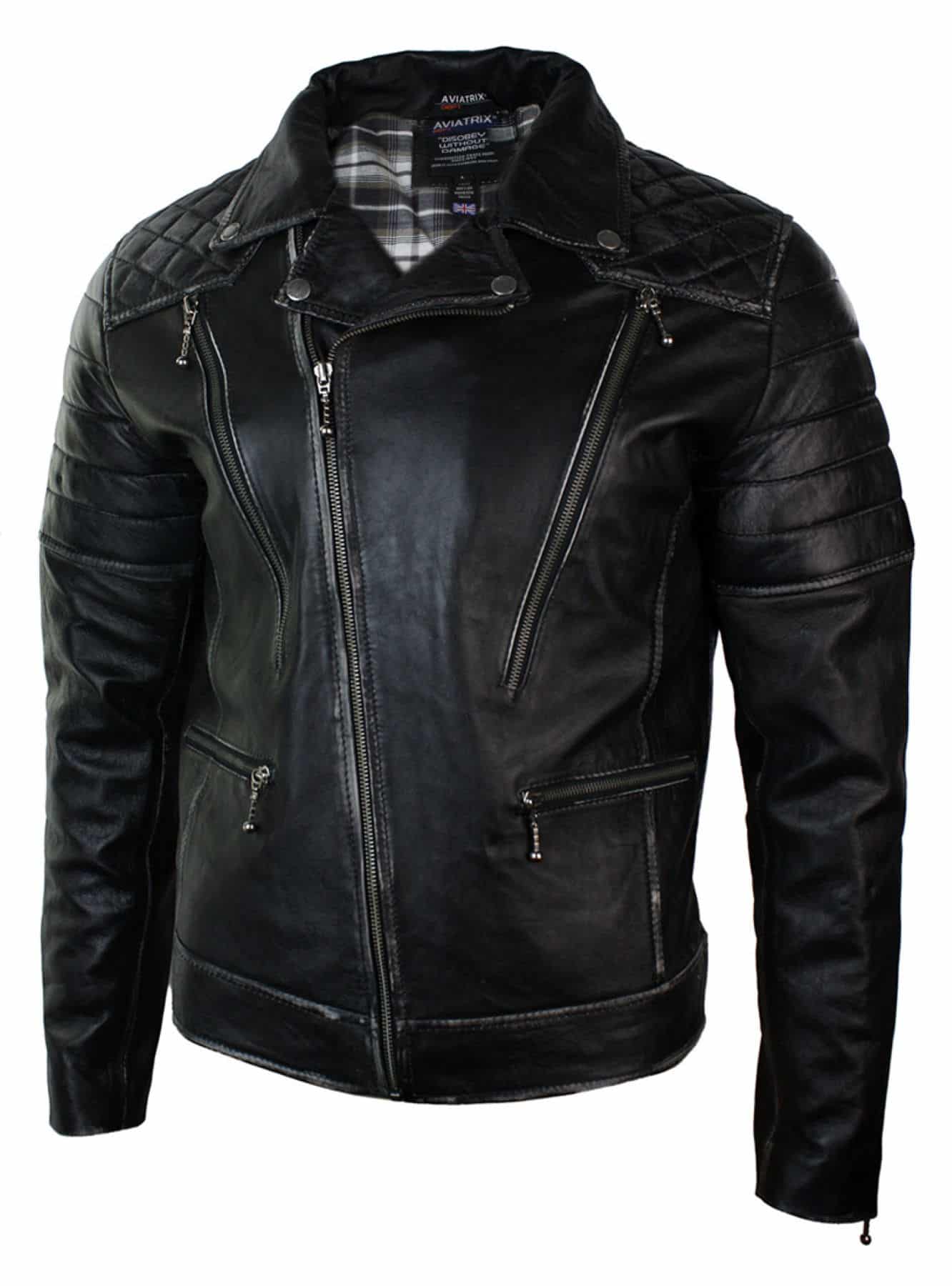 Aitoa nahkaa, Punk Rock -ristivetoketjullinen miesten biker-takki, vintage-retroefekti