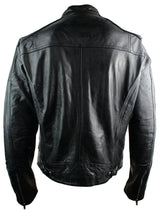 Aitoa nahkaa, istuva retrotyylinen vetoketjullinen miesten biker-takki, ruskea, Nevada, Timber Black, urbaani-musta