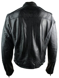 Aitoa nahkaa, istuva retrotyylinen vetoketjullinen miesten biker-takki, ruskea, Nevada, Timber Black, urbaani-musta