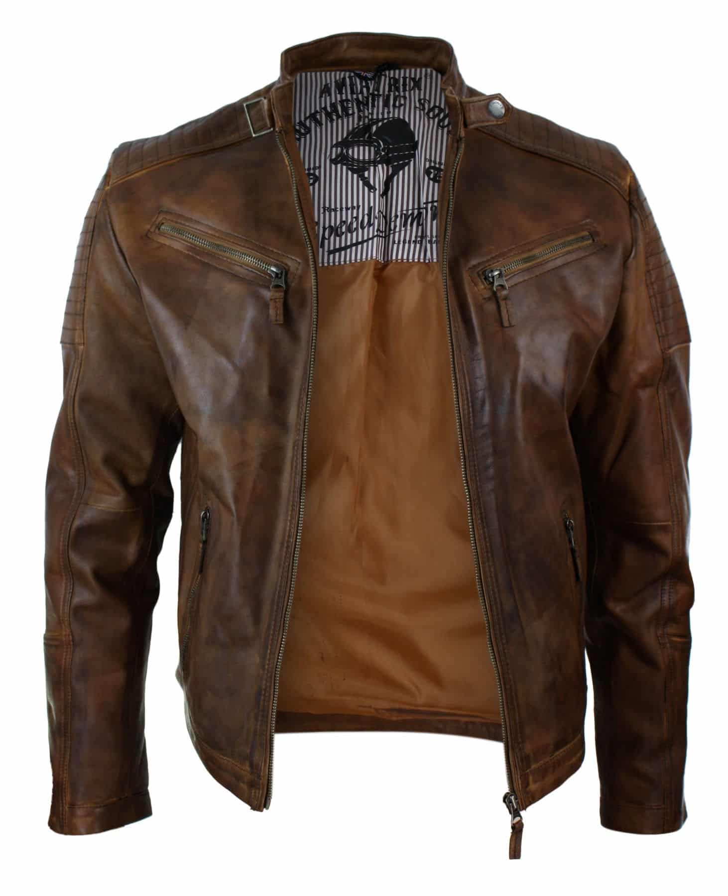 Aitoa nahkaa, istuva retrotyylinen vetoketjullinen miesten biker-takki Nevada Timberk Urban