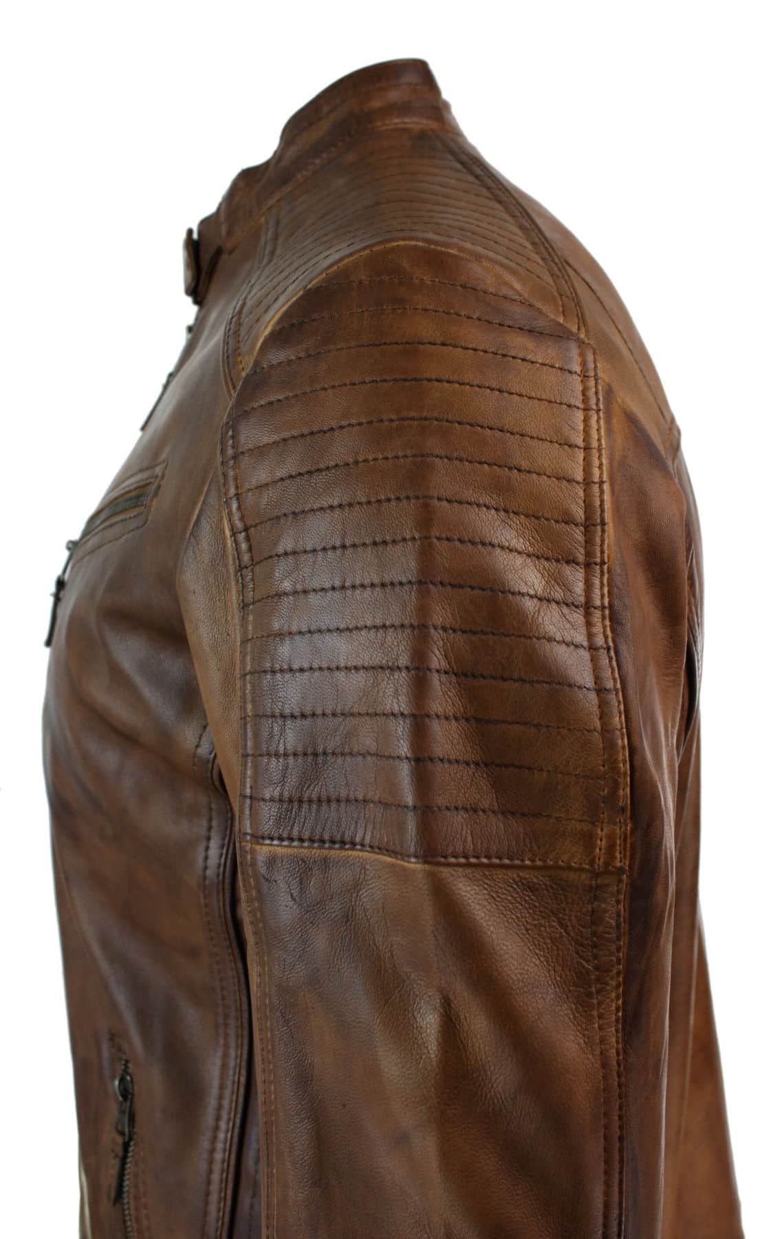 Aitoa nahkaa, istuva retrotyylinen vetoketjullinen miesten biker-takki Nevada Timberk Urban