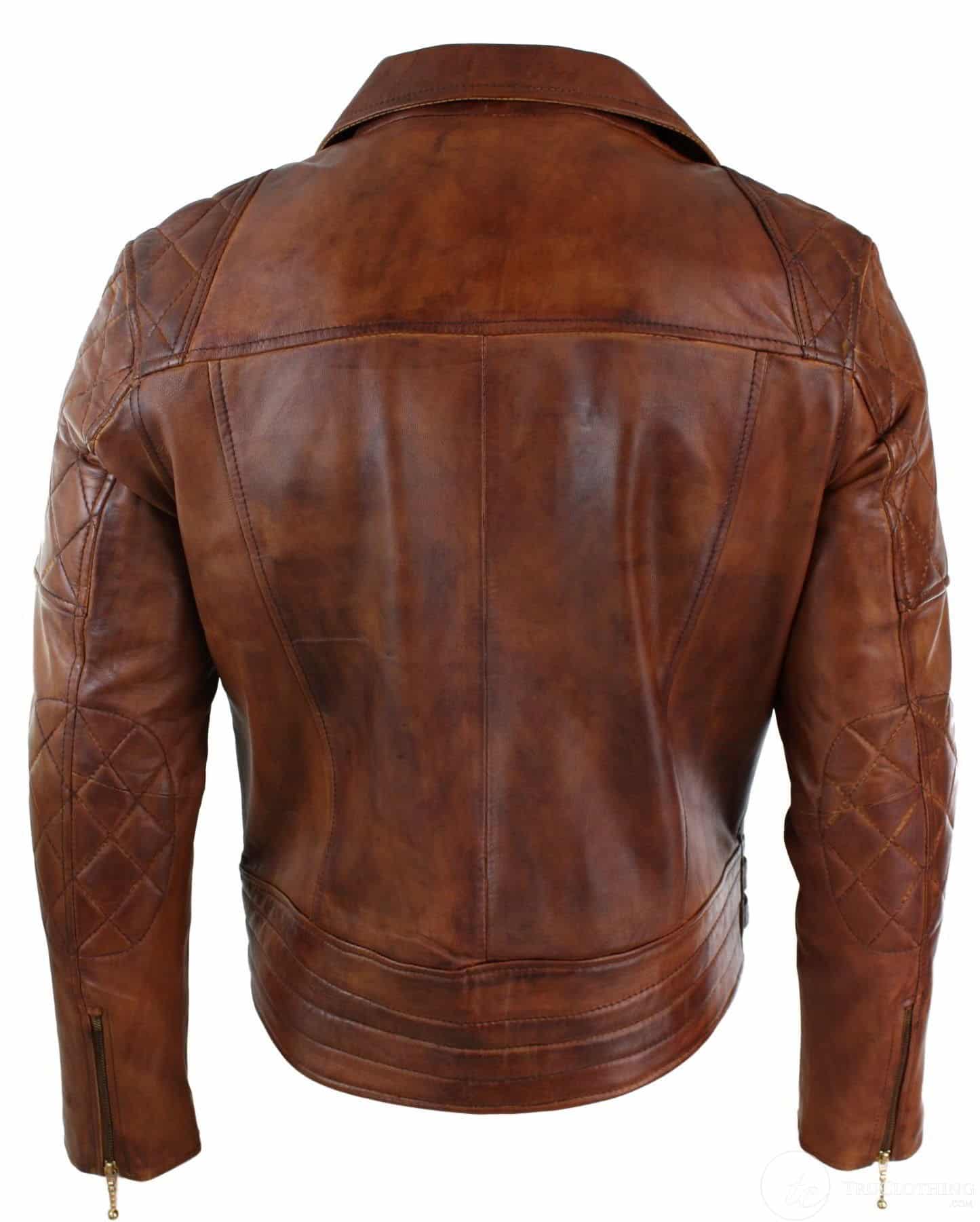 Aitoa nahkaa, kapea istuvuus, ristivetoketjullinen retro-vintage-ruskea biker-punk-rock-miesten takki - Nevada Timber