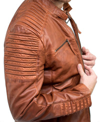 Aitoa nahkaa, Slim Fit, ruskeanruskea, pesty vintage-miesten takki, vetoketjullinen, rento