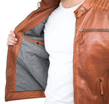 Aitoa nahkaa, Slim Fit, ruskeanruskea, pesty vintage-miesten takki, vetoketjullinen, rento