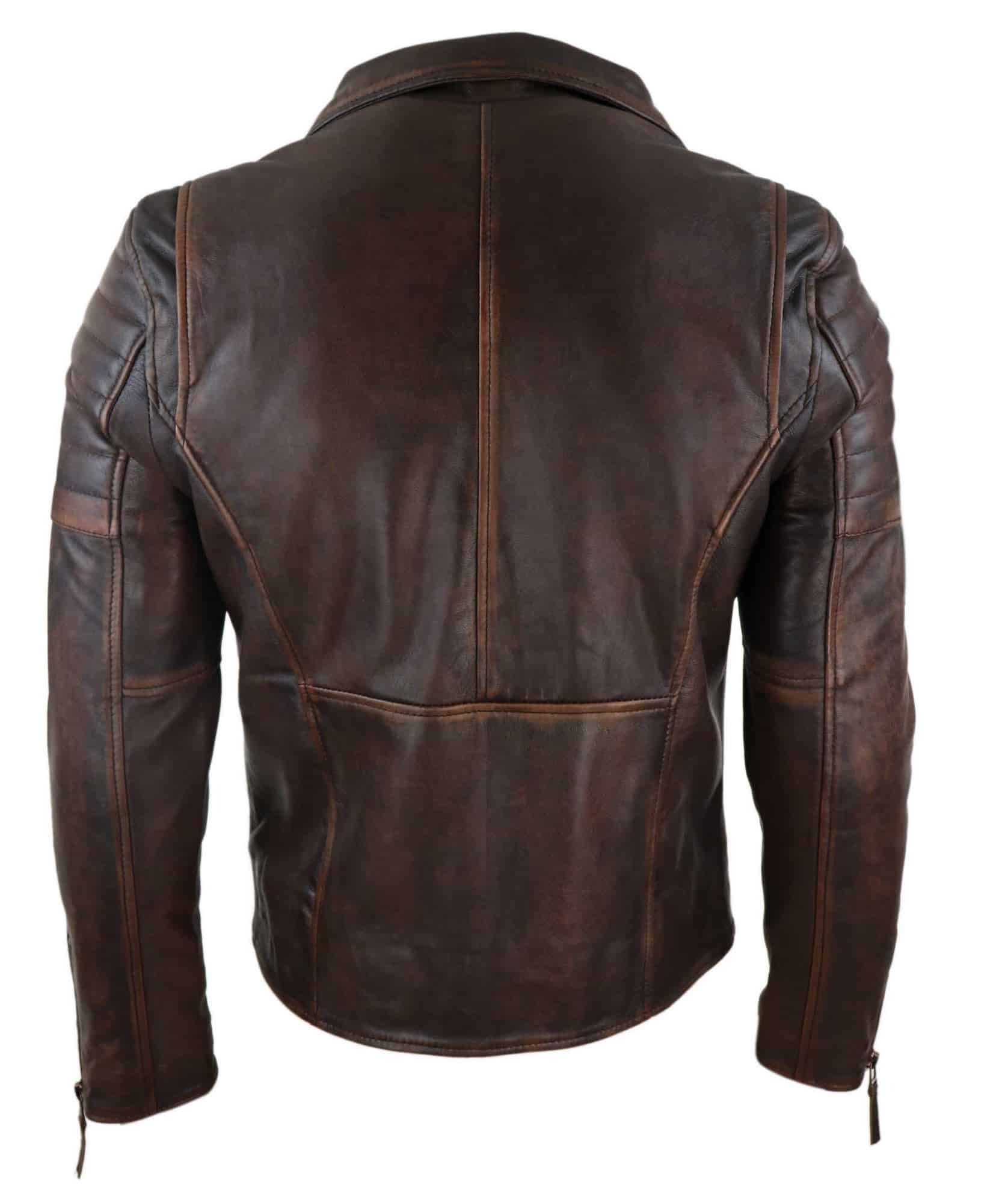 Miesten Slim Fit -nahkainen takki - Ruskea-Punainen