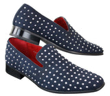 Miesten mokkanahkaiset slip-on-loaferit, nastakengät, hopeanväriset, älykkäät, rento ja kiiltävät juhlakengät