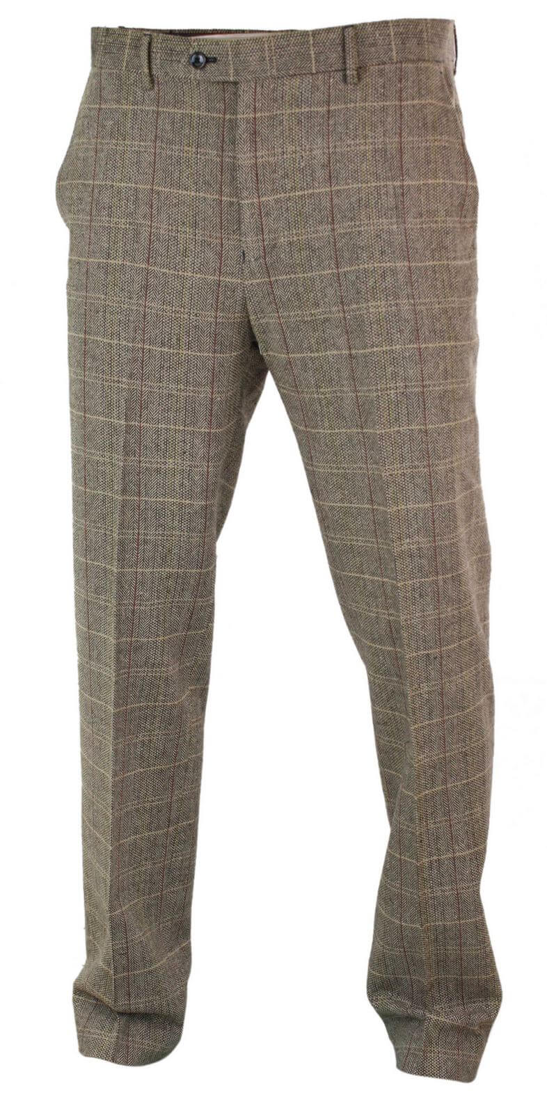 Miesten kalanruotokuvioiset tweed-ruudulliset Peaky Blinders -housut villasta, vintage-klassikot
