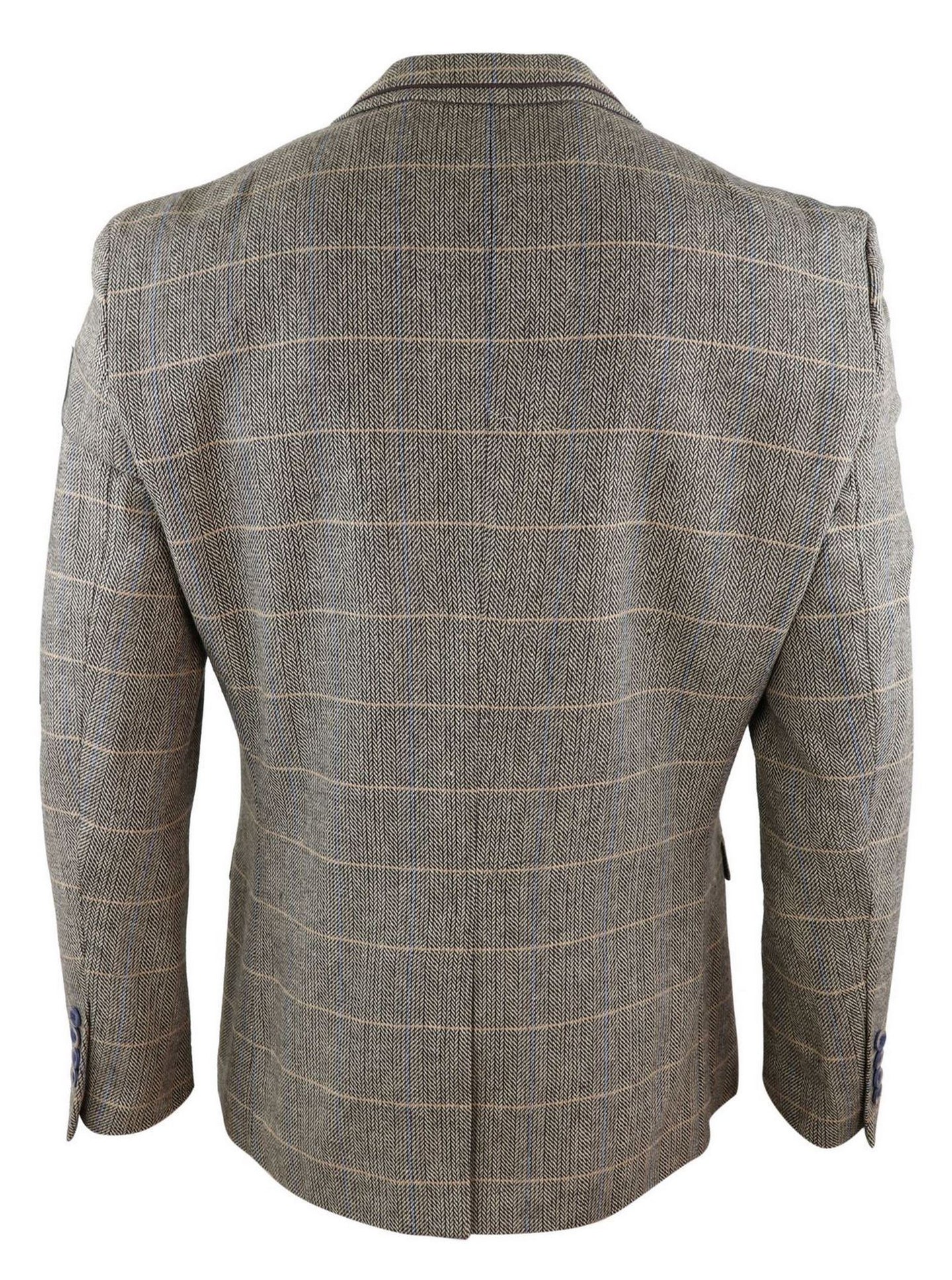 Miesten tammenruskea vintage-ruudullinen kalanruotokuvioinen tweed-bleiseri tai -liivi retrokuviolla