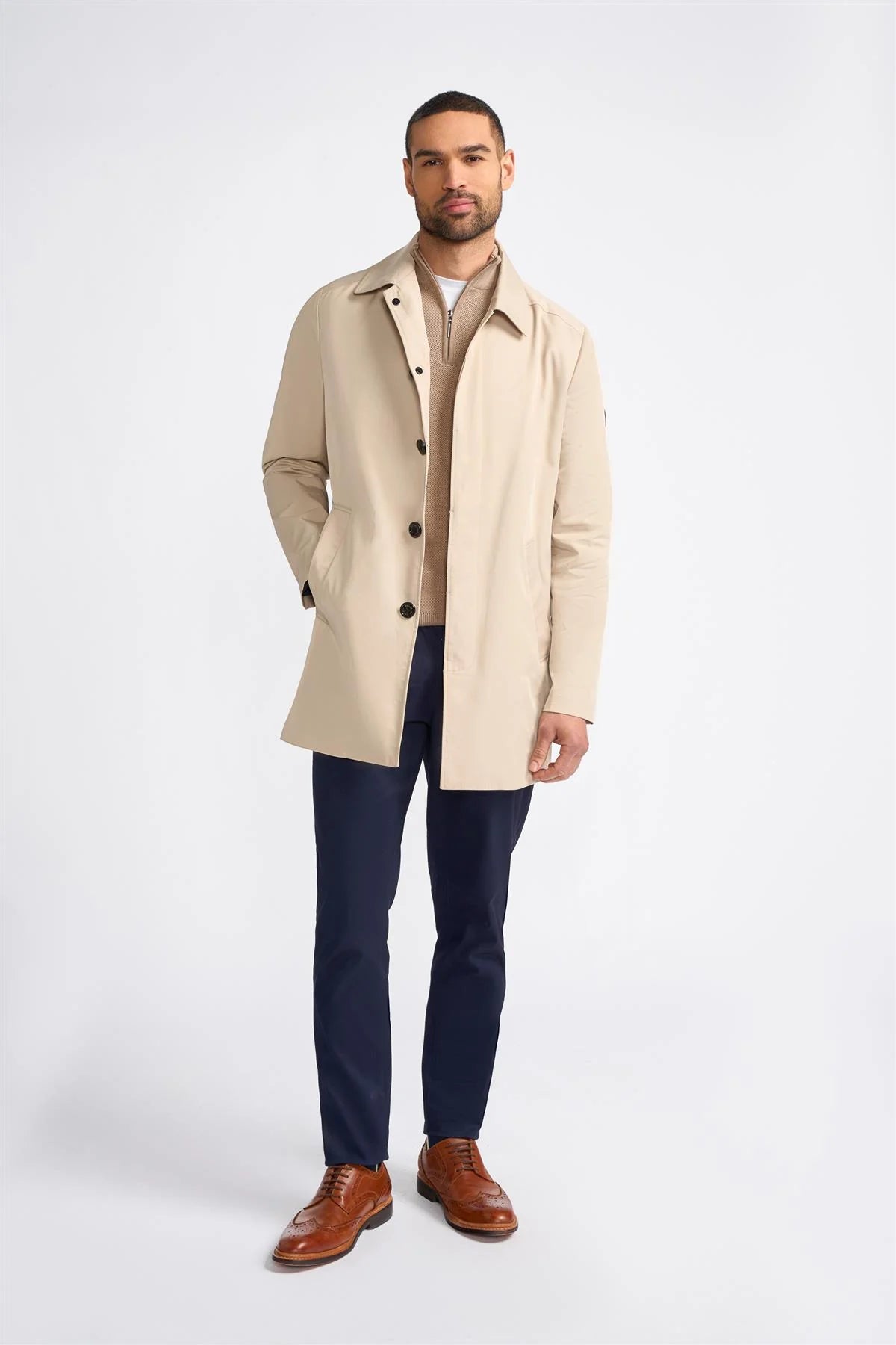 Barracuda - Miesten kevyt klassinen trenssitakki beige