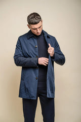 Barracuda - Miesten kevyt klassinen trenssitakki laivastonsininen