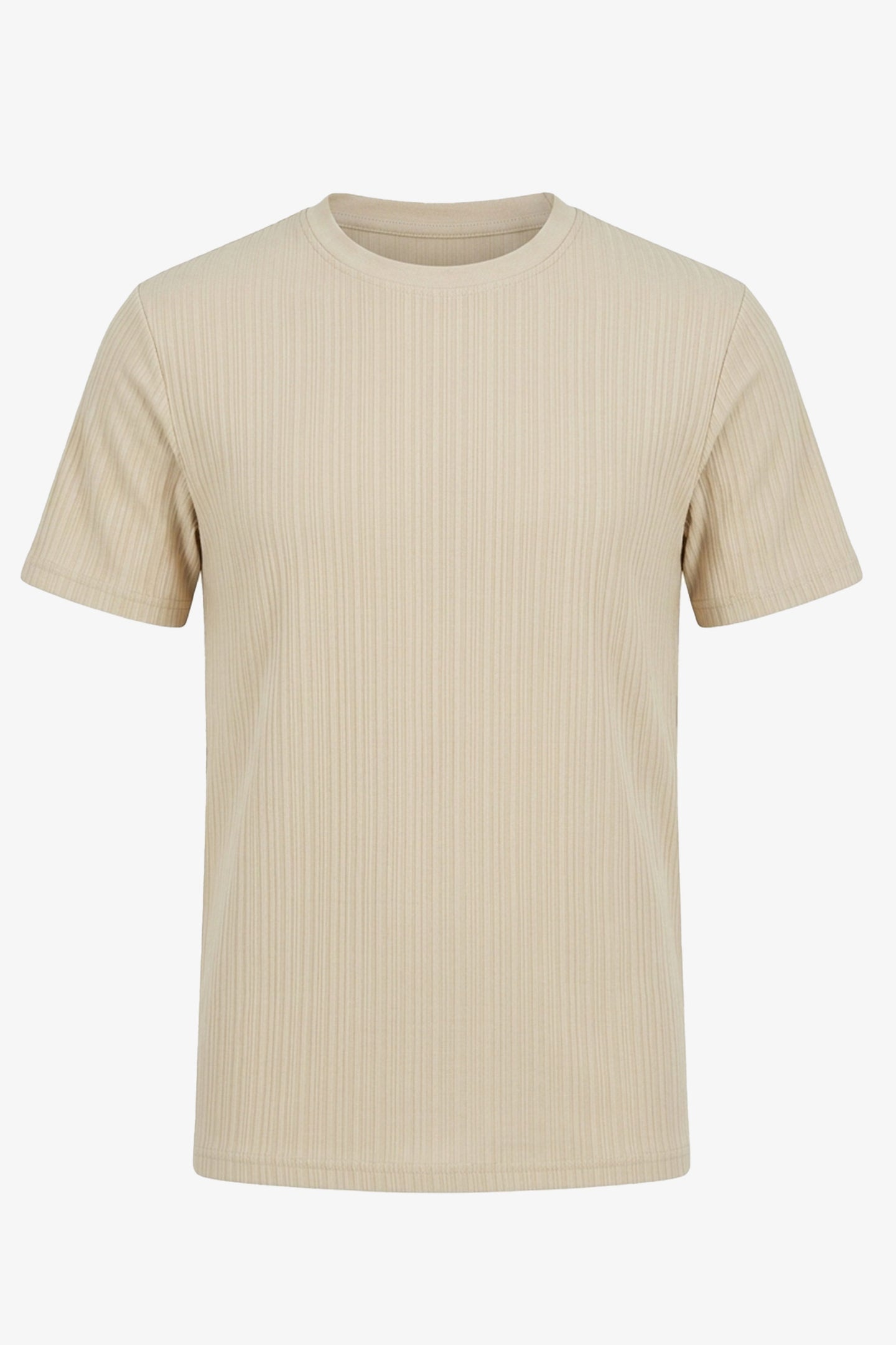 Beige Ribbed Classic T-paita miehille