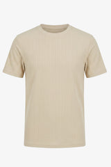 Beige Ribbed Classic T-paita miehille
