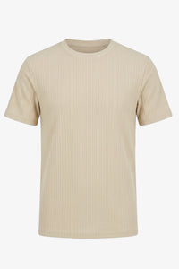 Beige Ribbed Classic T-paita miehille