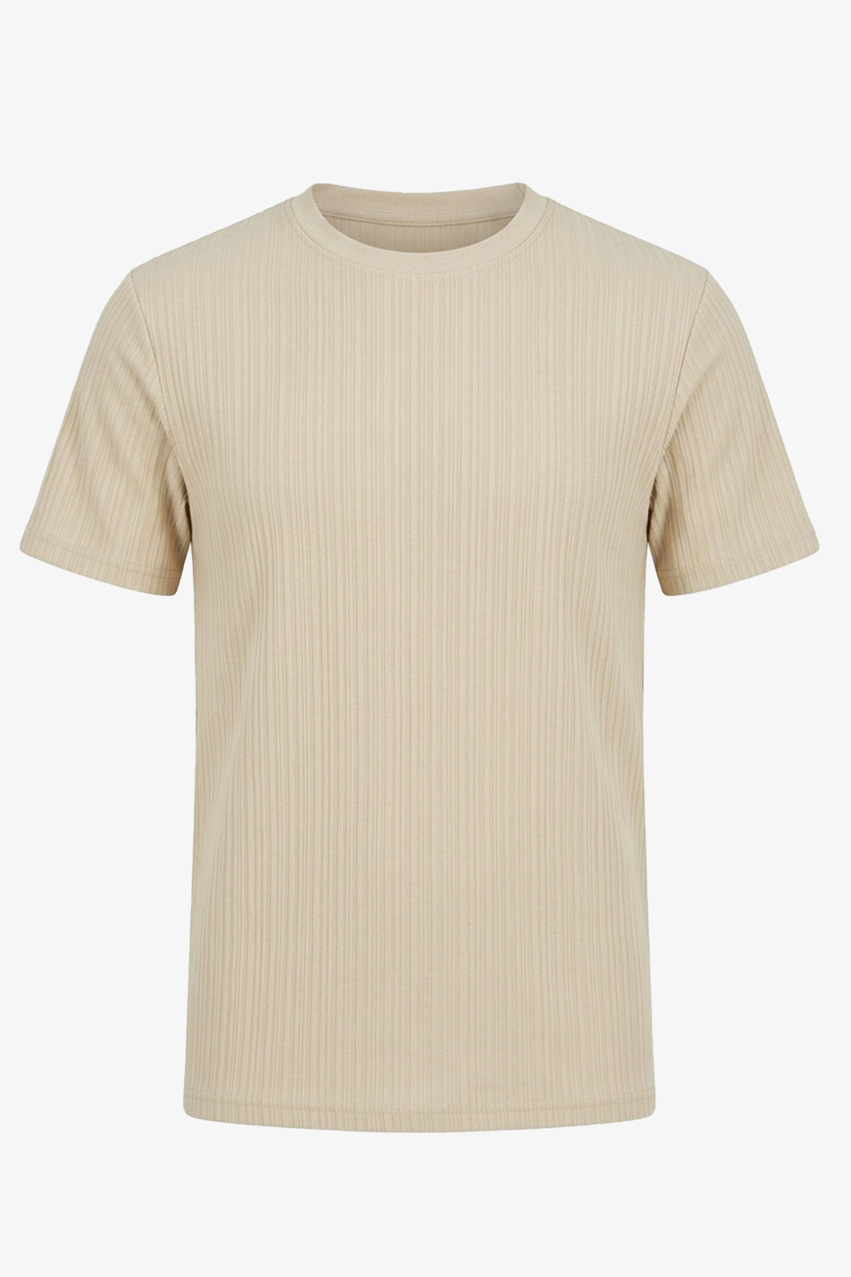Beige Ribbed Classic T-paita miehille