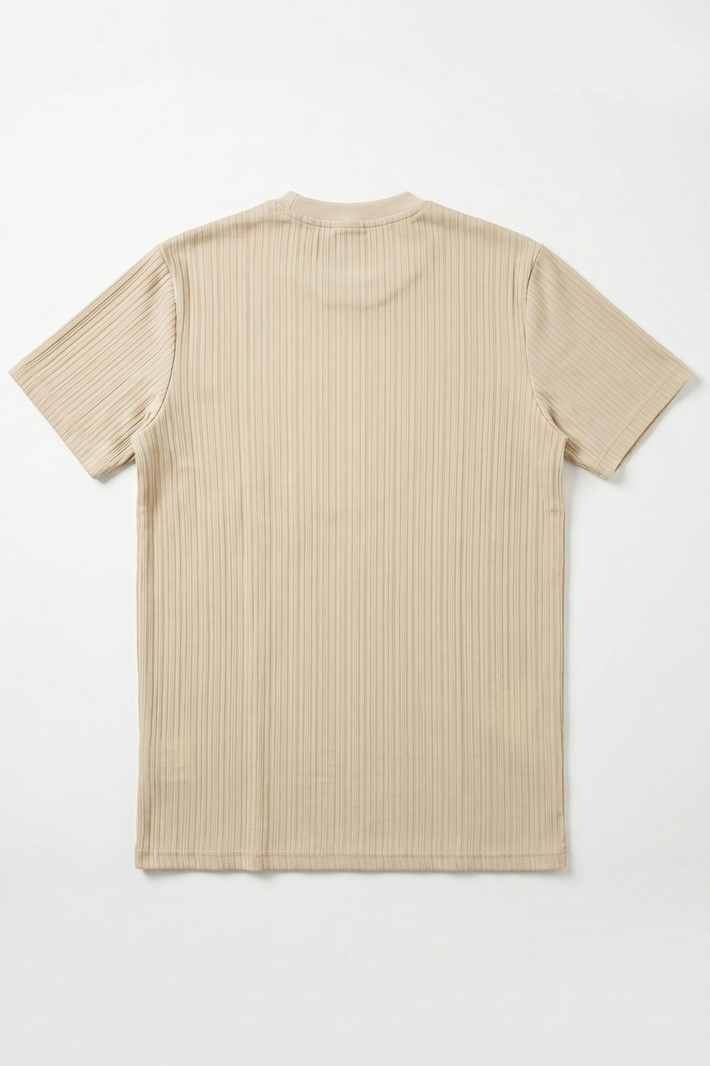 Beige Ribbed Classic T-paita miehille