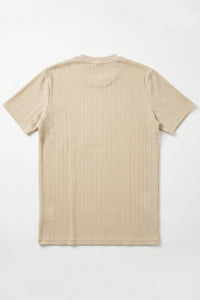 Beige Ribbed Classic T-paita miehille