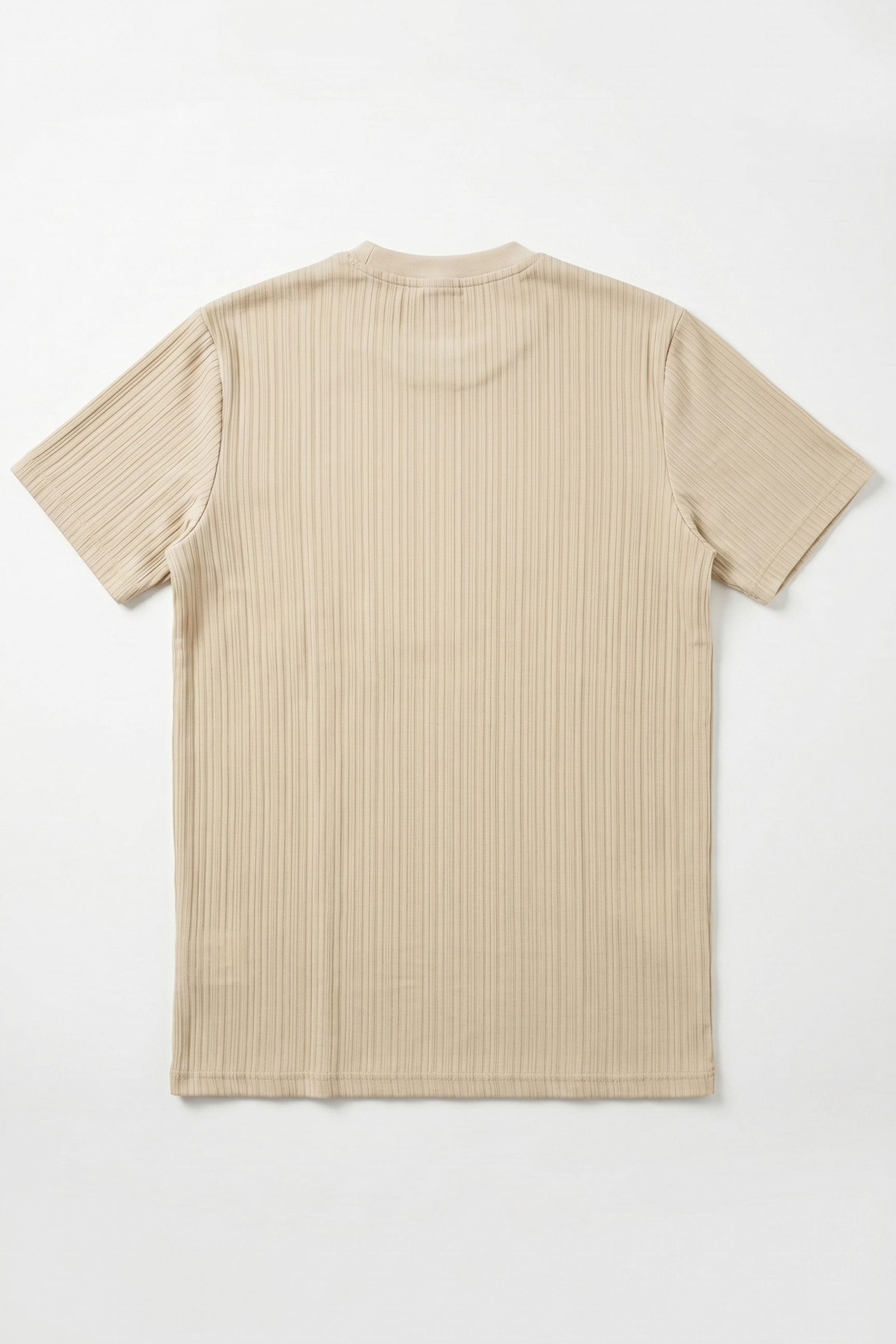 Beige Ribbed Classic T-paita miehille