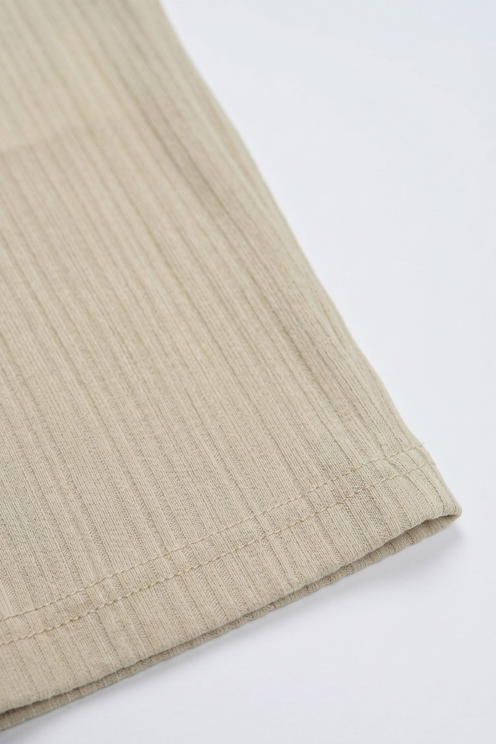 Beige Ribbed Classic T-paita miehille