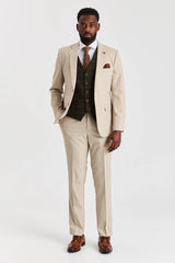 Belmont Beige -puku ja Harris Green Tweed -liivi