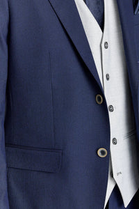 Belmont Navy -puku ja Belmont Silver -kontrastivärinen liivi