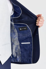 Belmont Navy -puku ja Belmont Silver -kontrastivärinen liivi