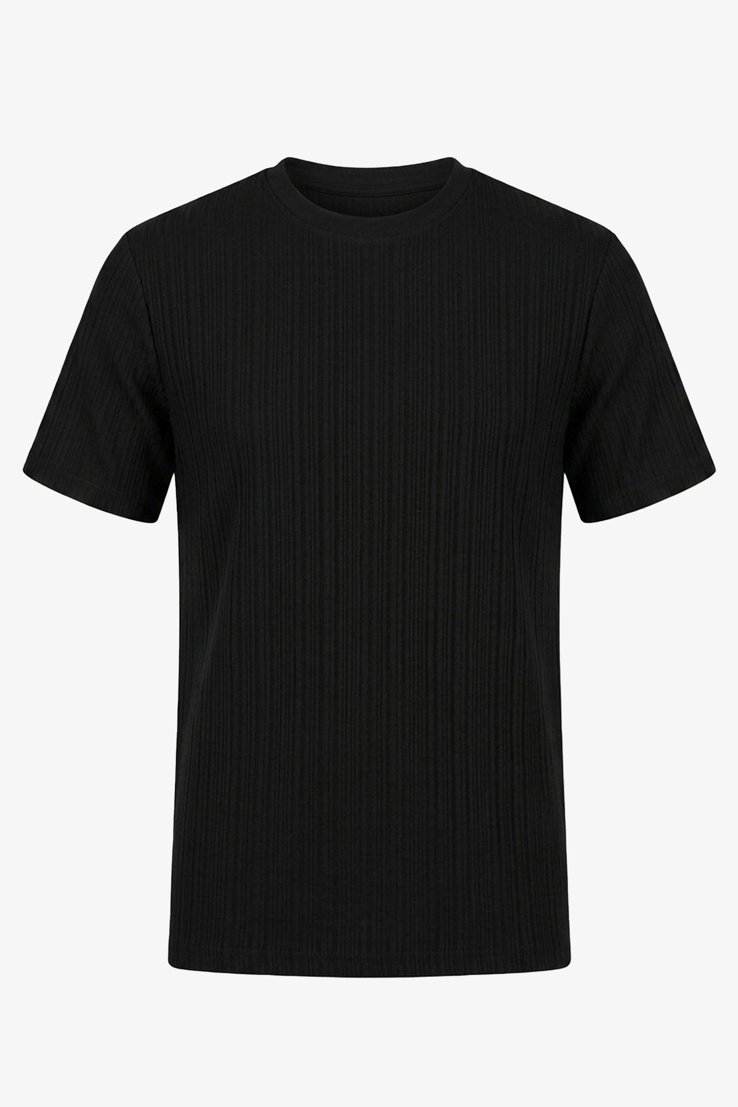 Musta Ribbed Classic T-paita miehille