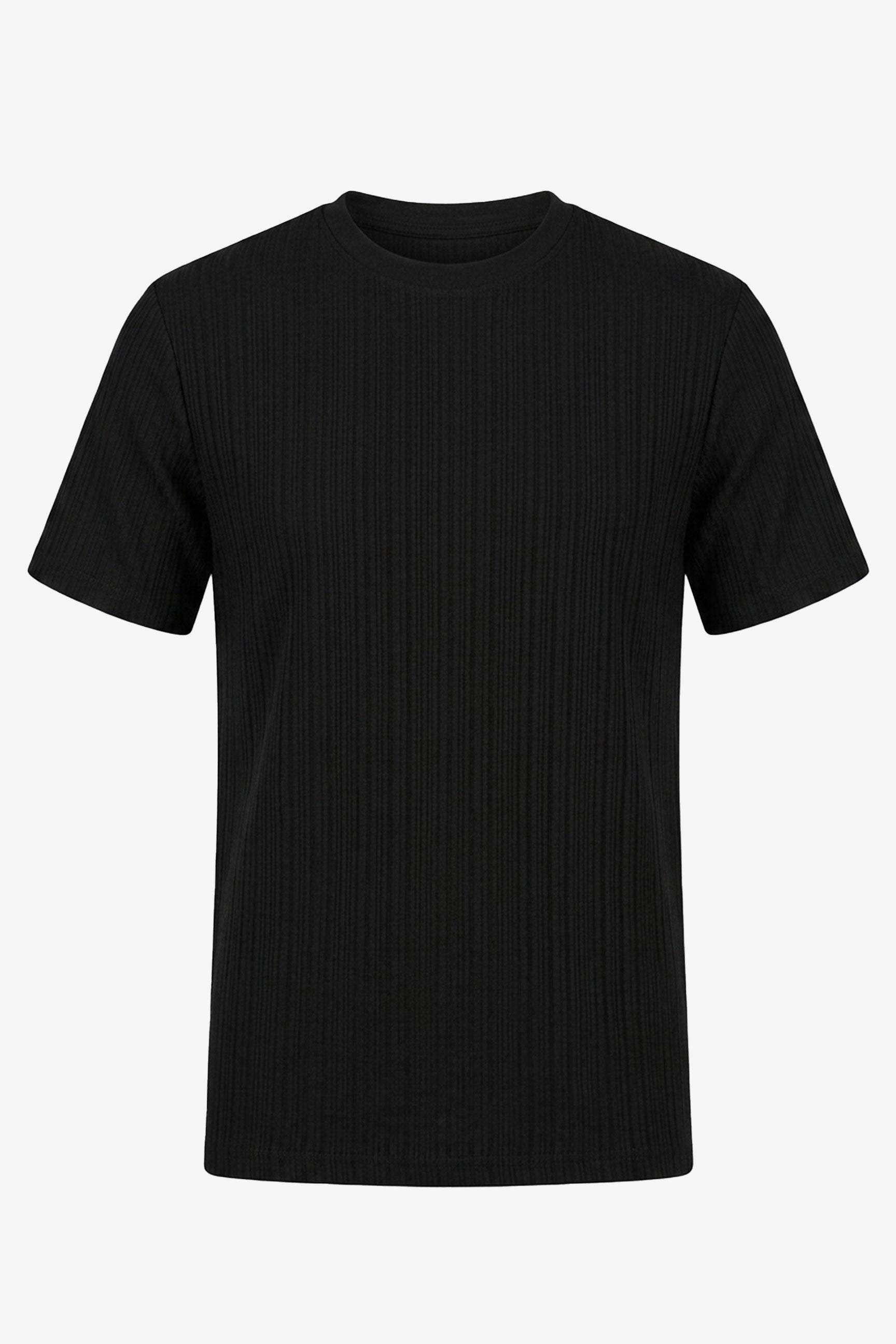 Musta Ribbed Classic T-paita miehille