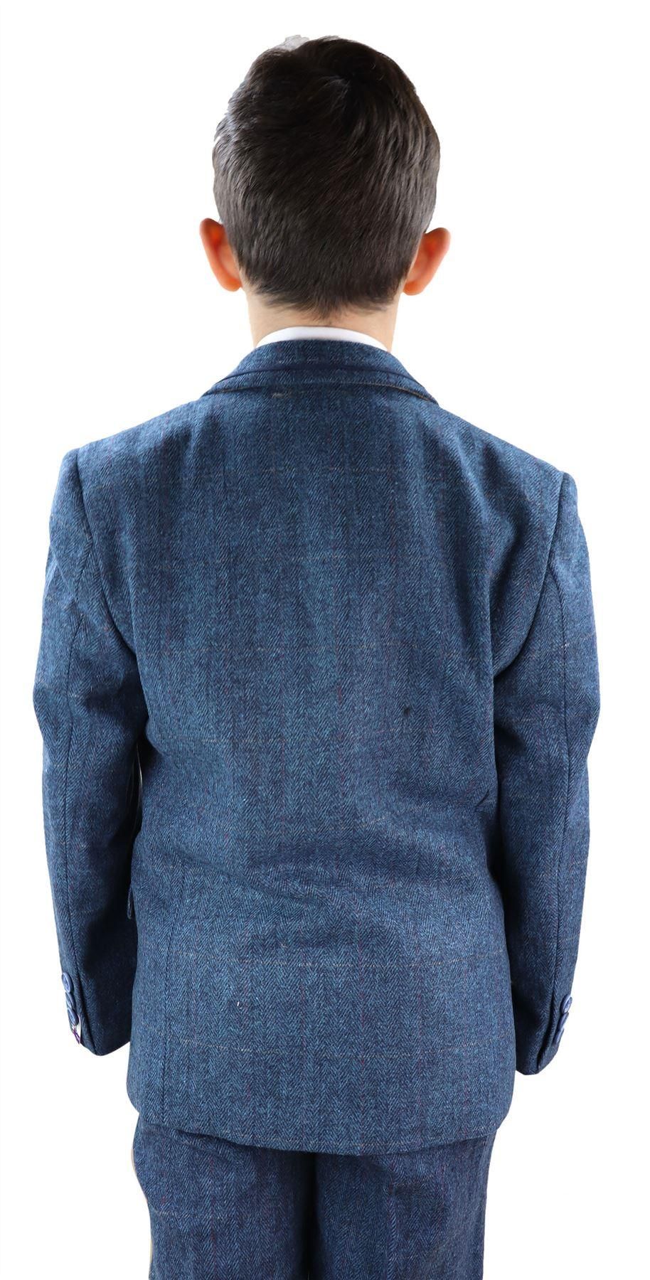 Poikien sininen tweed-puku, kolmiosainen, Carnegi-hääpuku