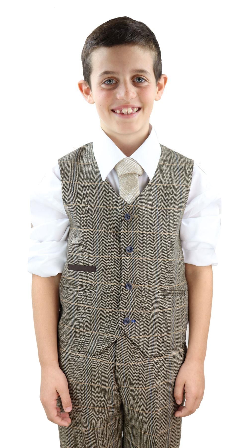Poikien ruskeanruskea tweed-puku, kolmiosainen - Peaky Blinders Suit Albert