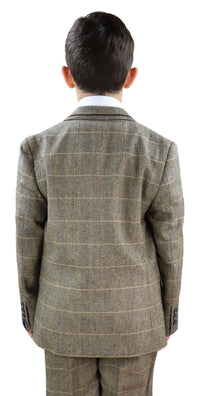 Poikien ruskeanruskea tweed-puku, kolmiosainen - Peaky Blinders Suit Albert