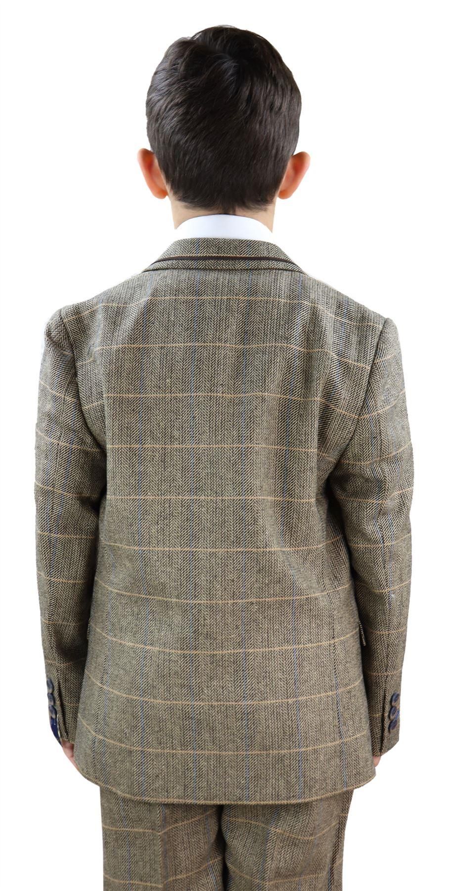 Poikien ruskeanruskea tweed-puku, kolmiosainen - Peaky Blinders Suit Albert
