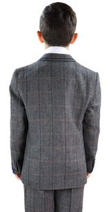 Poikien harmaa tweed-puku, kolmiosainen, Peaky Blinders - Hääpuku