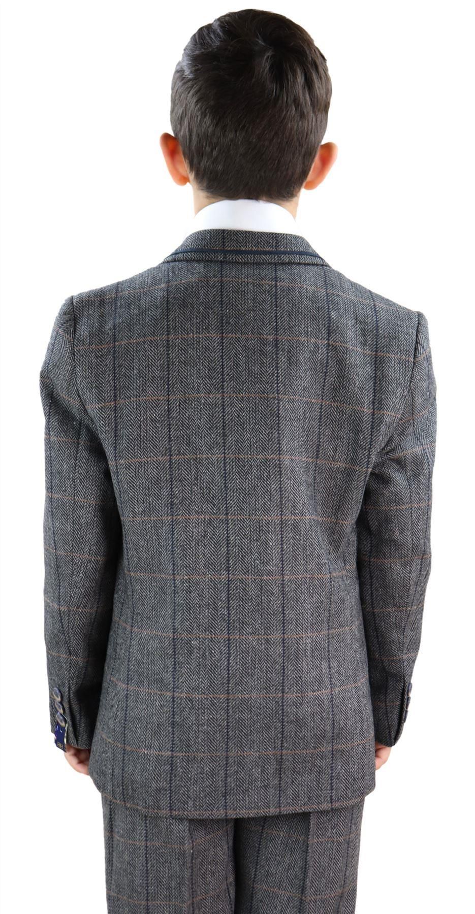 Poikien harmaa tweed-puku, kolmiosainen, Peaky Blinders - Hääpuku