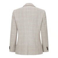 Poikien ruututwiisi beige-ruskea kolmiosainen puku hääpuku vintage retro klassinen