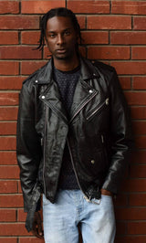 Aitoa nahkaa Brando - Miesten ristivetoketjullinen Brando-takki - Musta