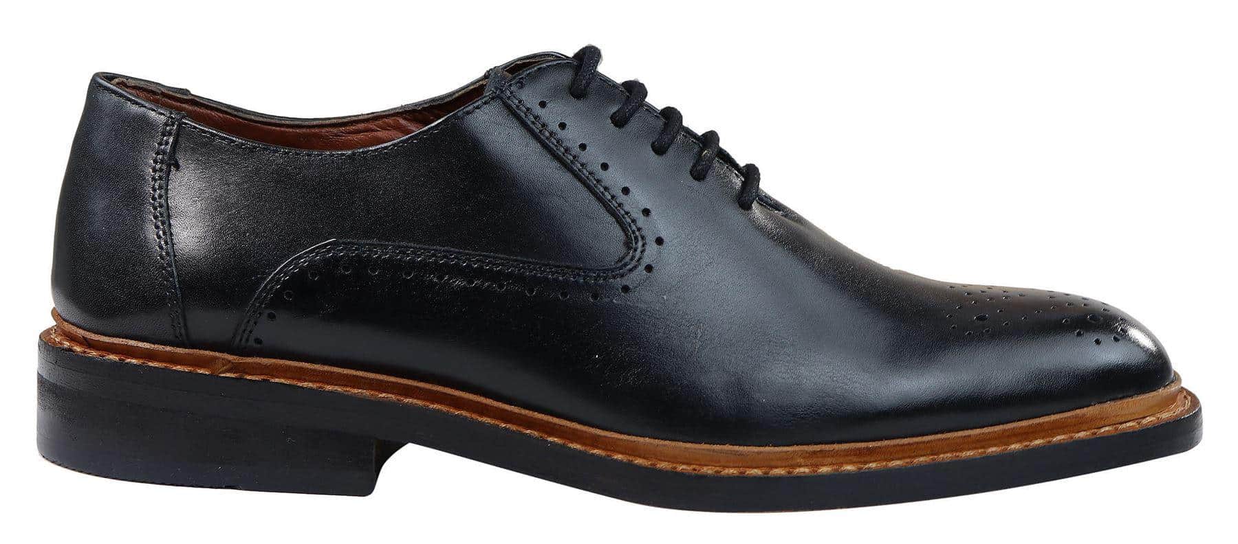 Miesten brogue-kengät, ruskeat ja mustat nauhalliset nahkakengät, Goodyear-reunustetut reunukset