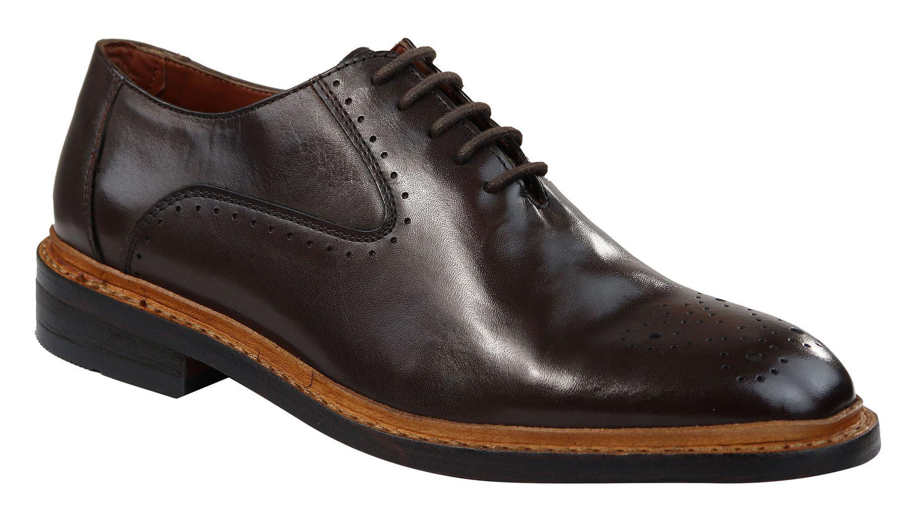 Miesten brogue-kengät Oxford-kengät, ruskeat mustat nauhalliset nahkakengät, Goodyear-reunustetut reunukset