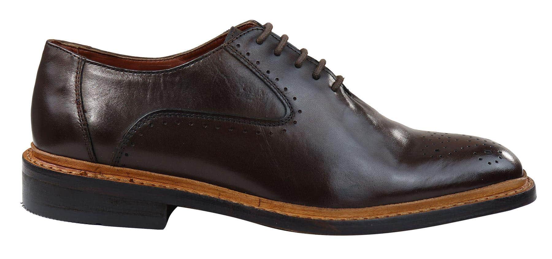 Miesten brogue-kengät Oxford-kengät, ruskeat mustat nauhalliset nahkakengät, Goodyear-reunustetut reunukset