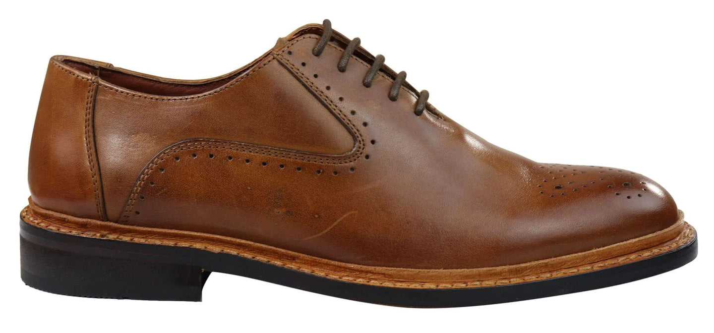 Miesten brogue-kengät, ruskeat ja mustat nauhalliset nahkakengät, Goodyear-reunustetut reunukset