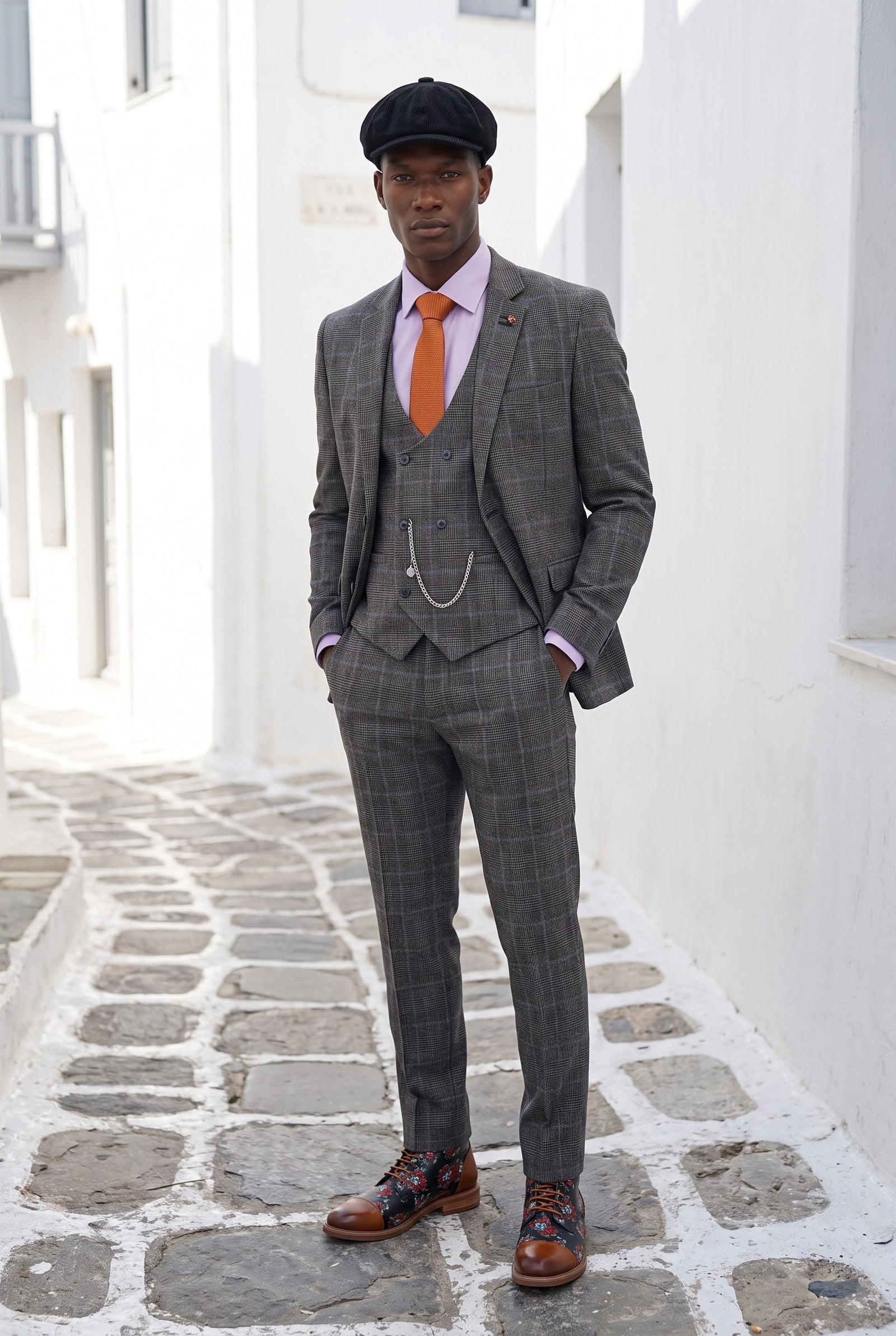 Look #994 styled with Cavani Power - Harmaa Glen Check -kolmiosainen puku