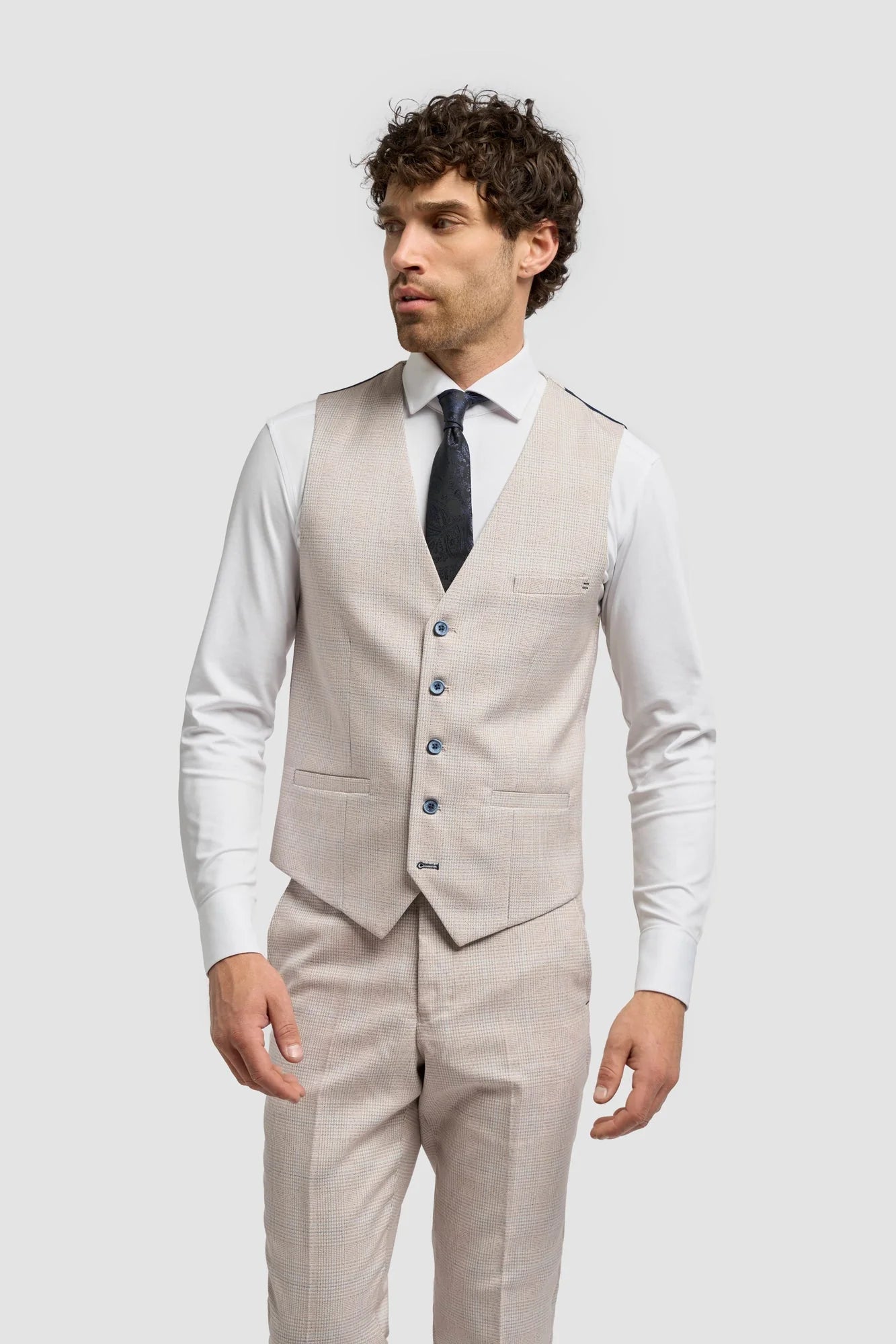 Caridi - Miesten beige tweed-hääliivi