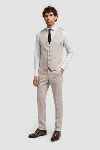 Caridi - Miesten beige tweed-hääliivi