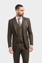 Caridi - Miesten ruskea tweed-bleiseri