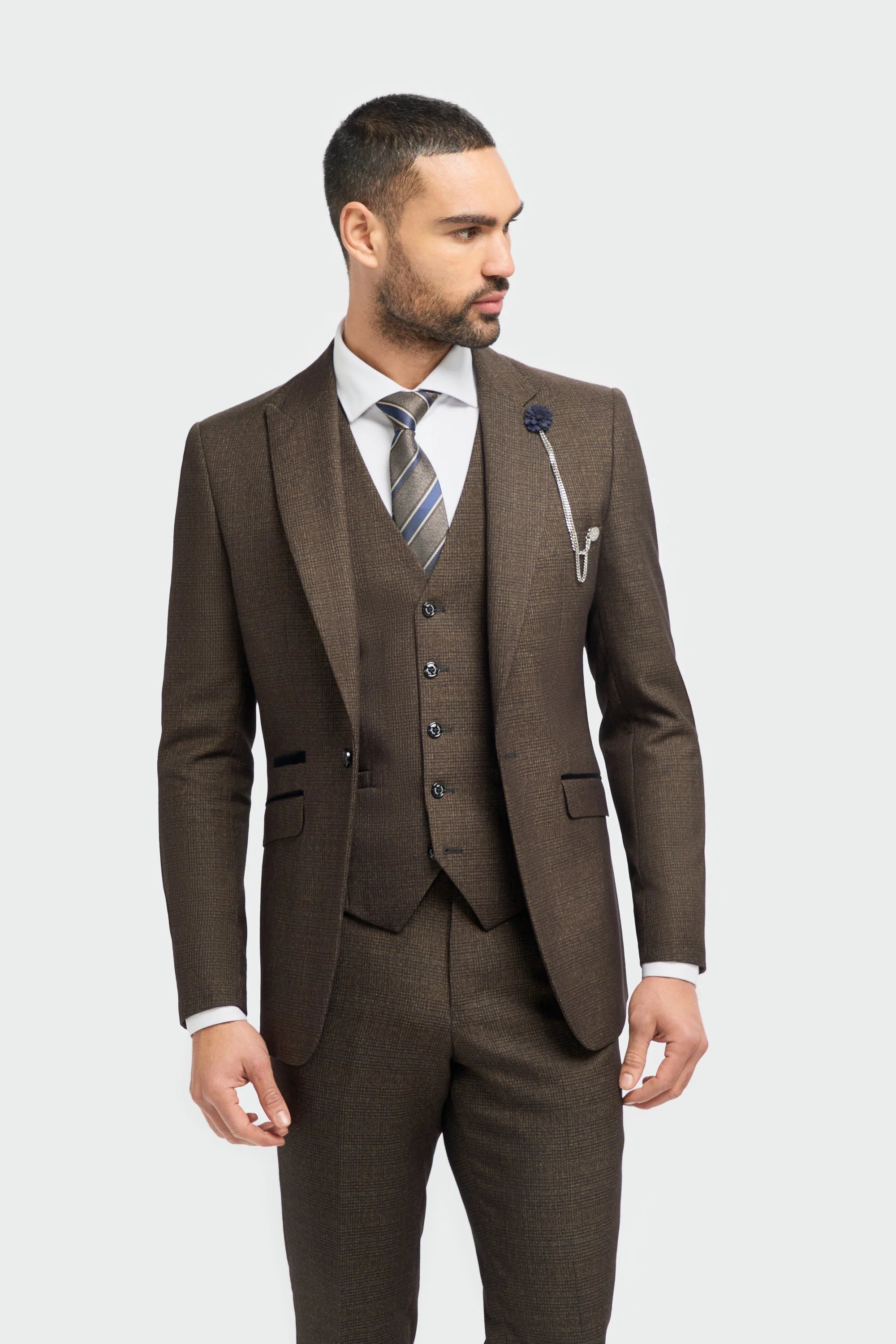 Caridi - Miesten ruskea tweed-bleiseri