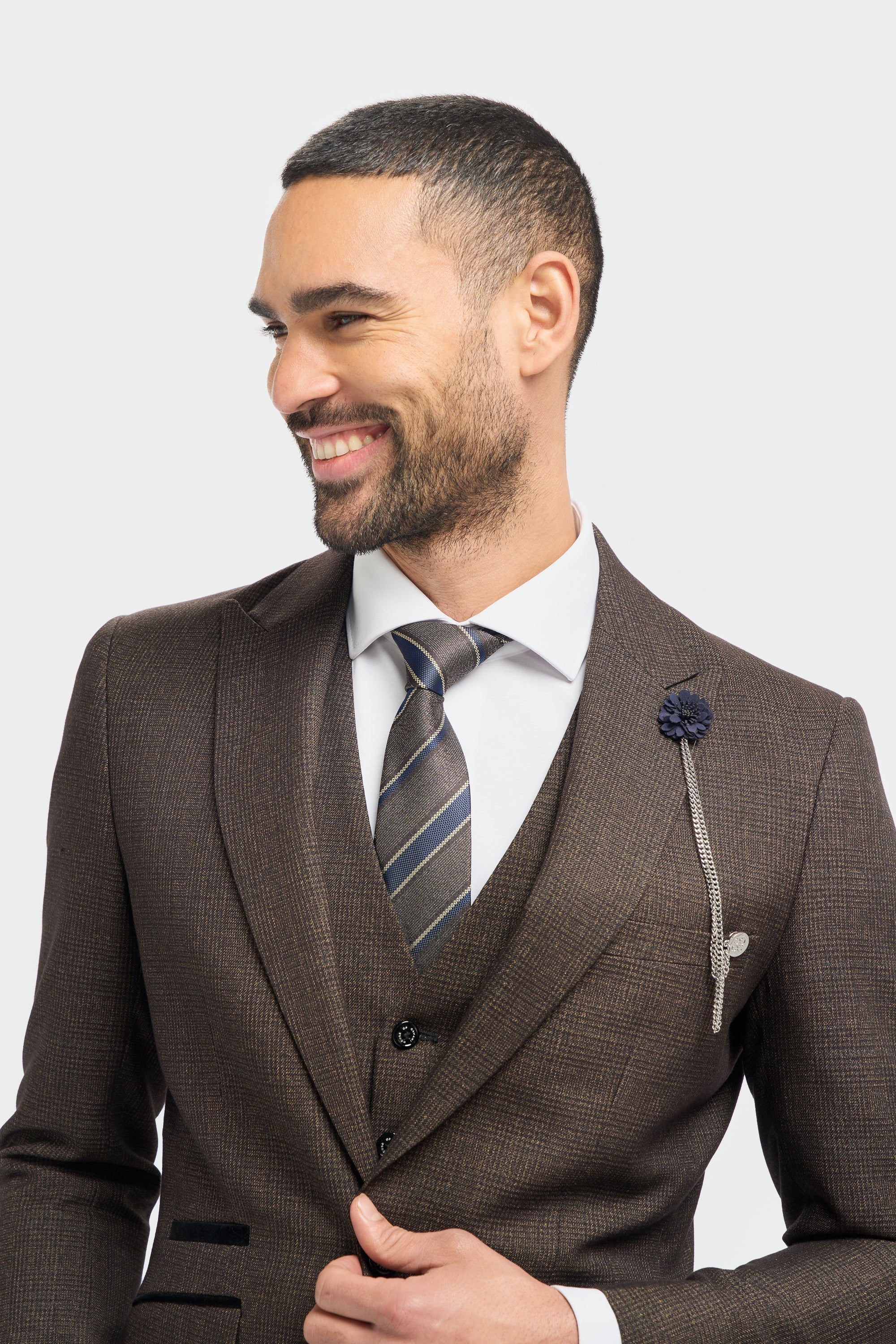 Caridi - Miesten ruskea tweed-bleiseri