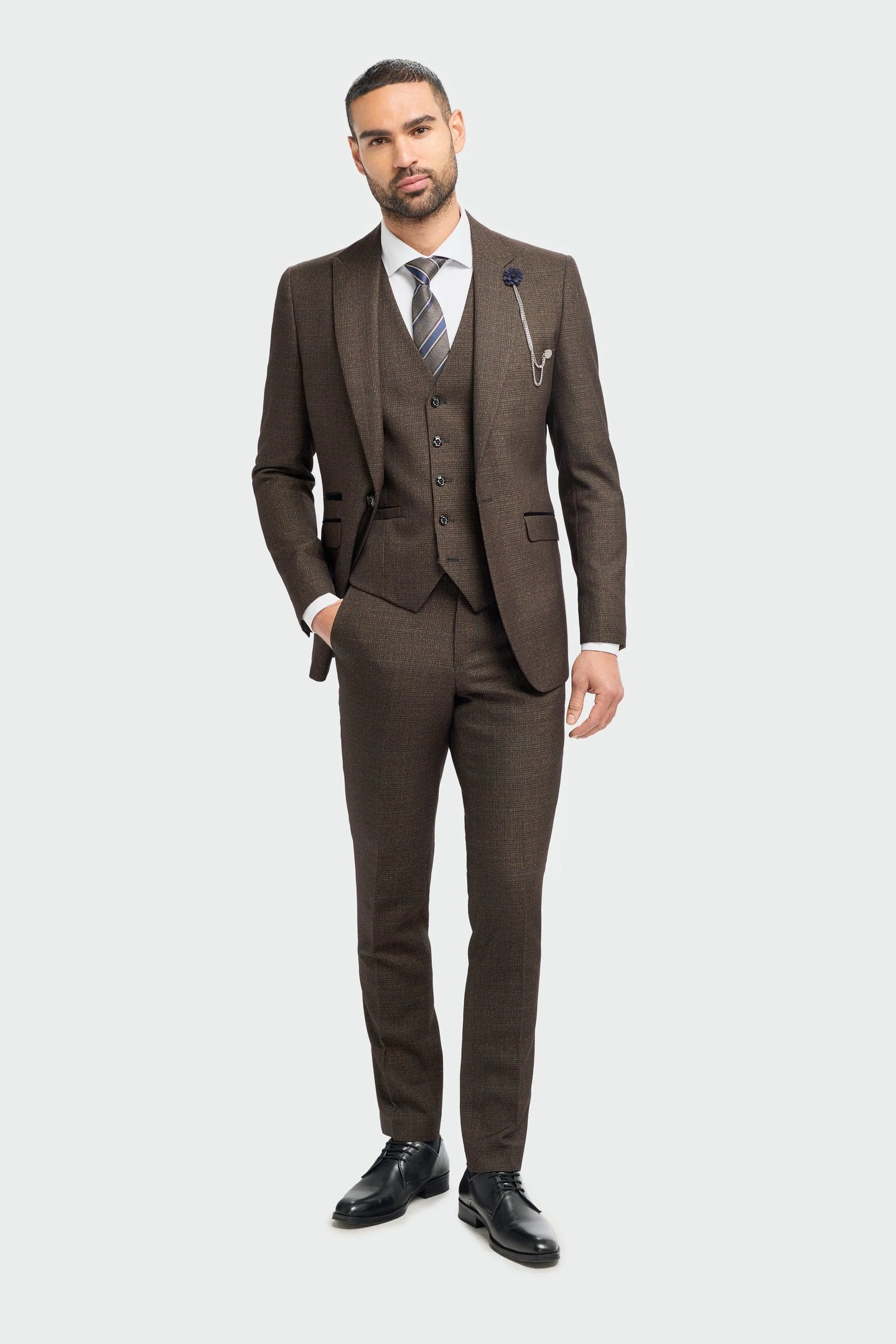 Caridi - Miesten ruskea tweed-bleiseri
