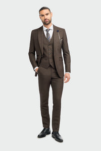 Caridi - Miesten ruskea tweed-bleiseri
